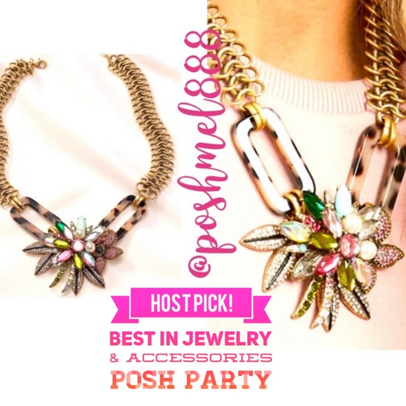 Stella & Dot | Belle Tortoise Vntg Gold Crystal Jeweled NEW Statement Ne… - Picture 1 of 16